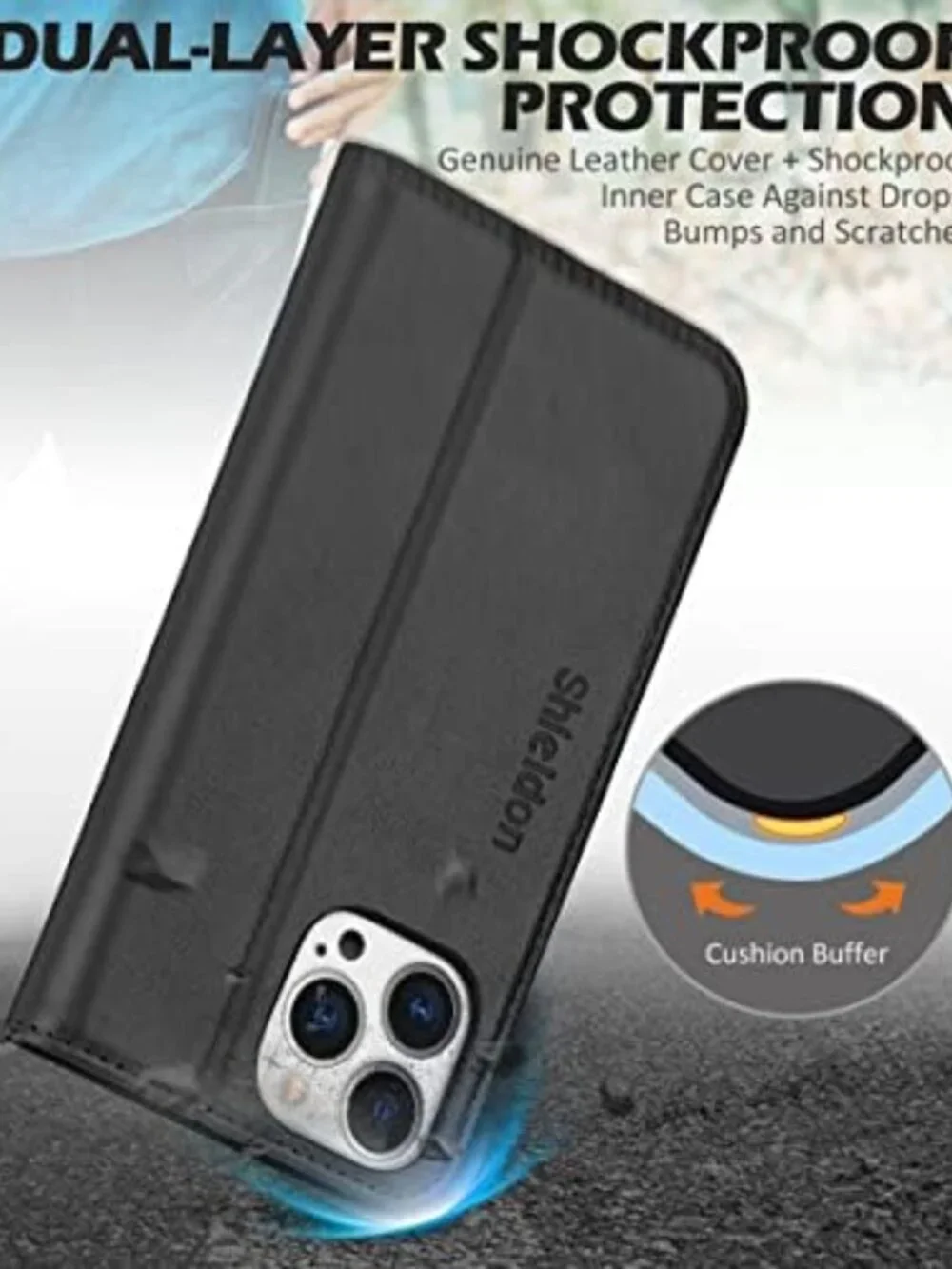 Genuine Leather Wallet Case for iPhone 13 Pro 6.1
